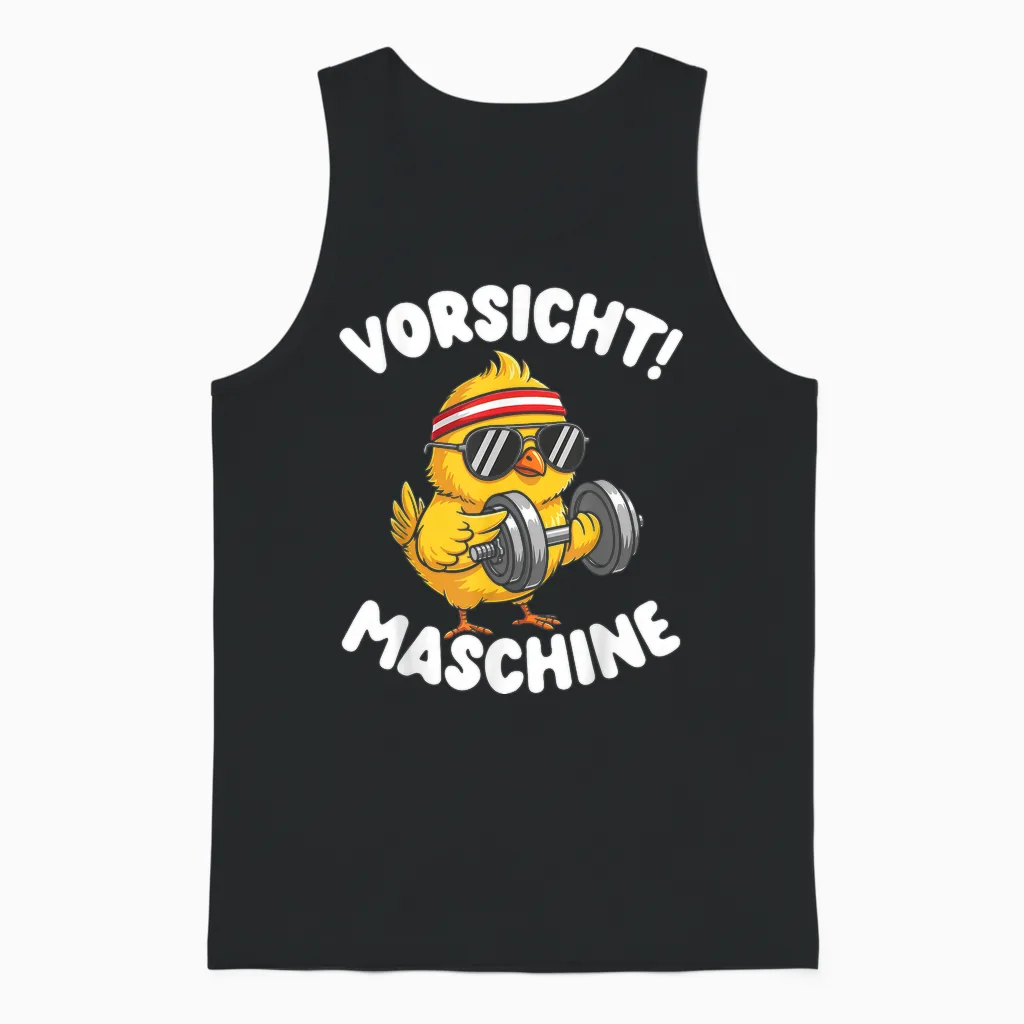 Vorsicht Maschine Küken Bodybuilding Gym Fitness Unisex Tank Top in Black