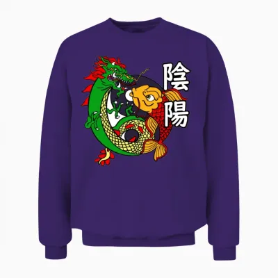 Dragon Koi Fish Good Bad | Japanese Culture Unisex Sweatshirt - Purple