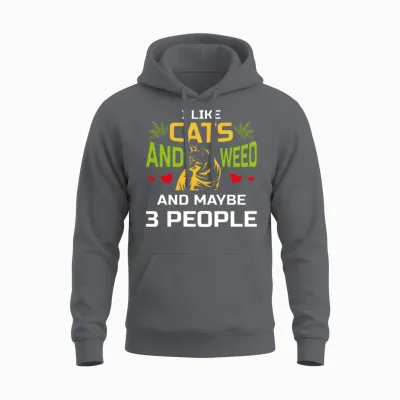 I Like Cats and Weed Funny Shirt, Cat Owner Gift Unisex Hoodie - Charcoal