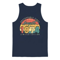 1974 August Retro Unisex Tank Top - Navy – 1