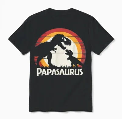 Papa Dinosaur Tyrannosaurus Rex Men's Papasaurus Unisex T-Shirt - Black