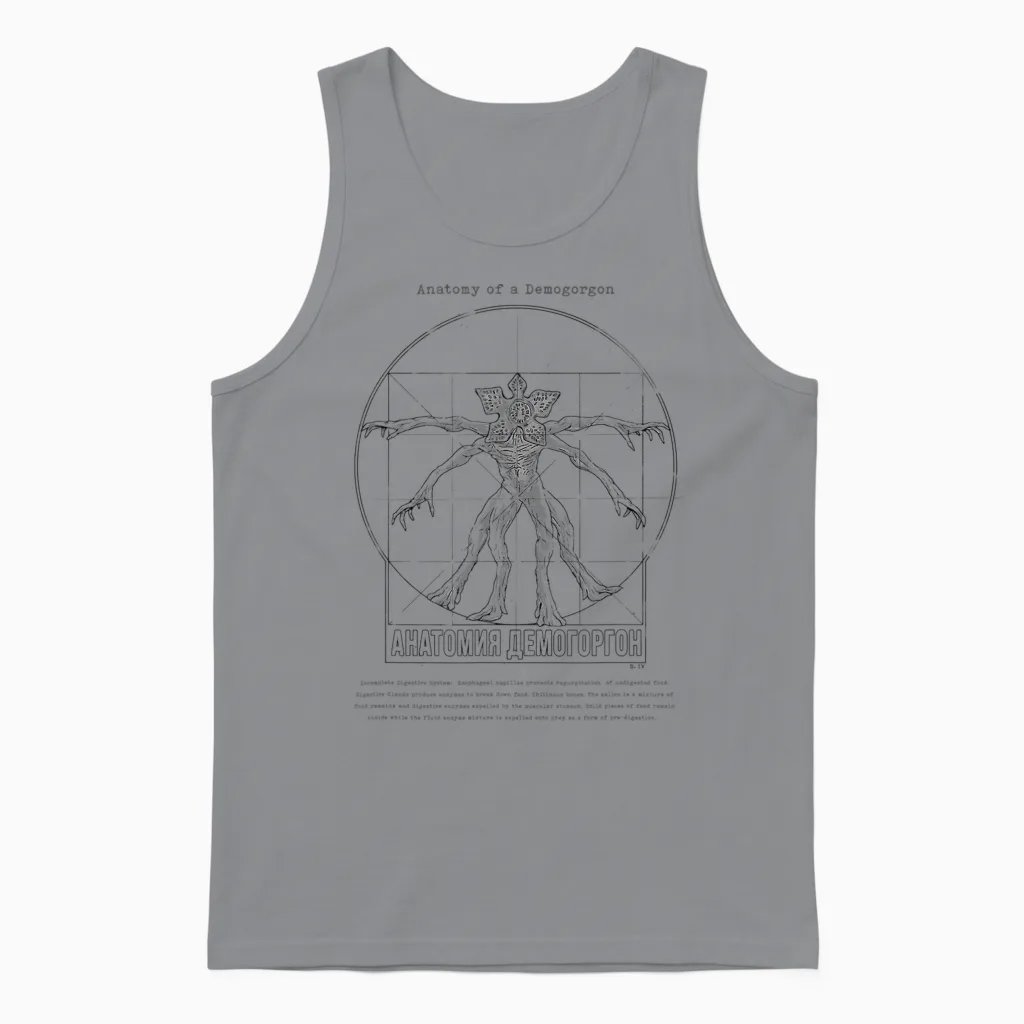 Stranger Things Demogorgon Sketch Anatomy Vintage Unisex Tank Top in Sport Grey