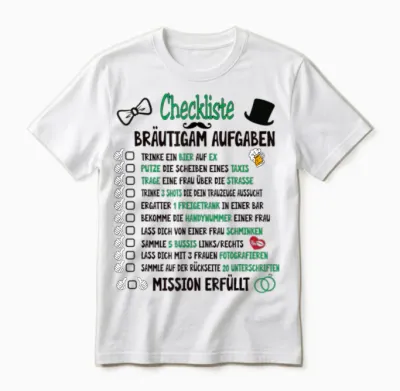 Groom Tasks Rumbling Jga Checklist T-Shirt, White Unisex T-Shirt - White