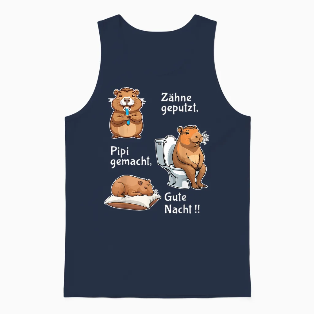 Teeth, Pipi Made Good Night Capybara Sleep Unisex Tank Top in Navy