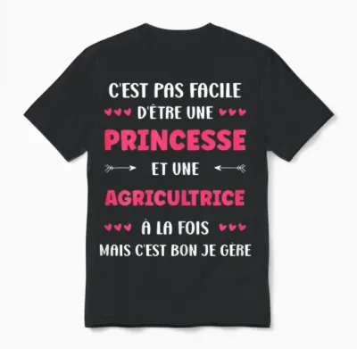 Start Farmer Profession Humor Princess Farmer T-Shirt, Black, Female X-Small Unisex T-Shirt - Black