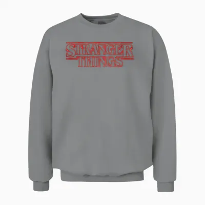 Stranger Things Logo T-Shirt, Black Unisex Sweatshirt - Sport Grey