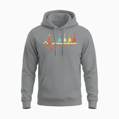 Rock Retro Heartbeat Unisex Hoodie - Sport Grey
