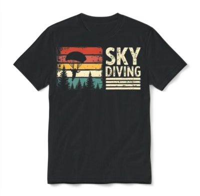 Skydiving Vintage Retro Sunset Unisex T-Shirt - Black