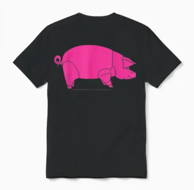 Pink Floyd Animal Icône Cochon Rose Inspiré Unisex T-Shirt - Black