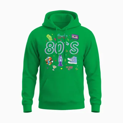 80er Jahre Mottoparty 80er Jahre Kostüm - I Love the 80s Unisex Hoodie - Irish Green