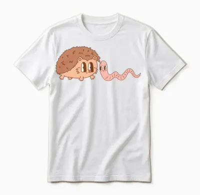 Retro Hedgehog and Worm Friends Unisex T-Shirt - White