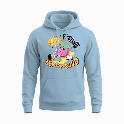 Retro Style Unisex Hoodie - Light Blue