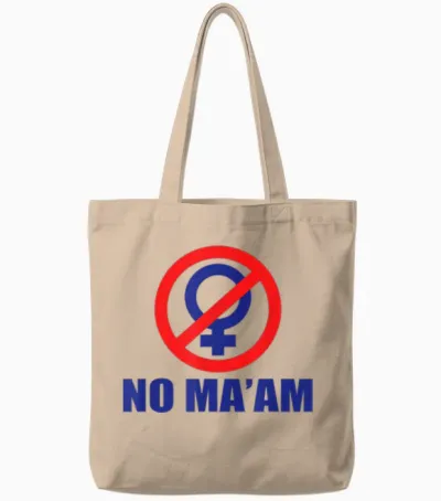 Classic No Maam Logo, 100% Accurate Front and Back T-Shirt, White Tote Bags - Natural
