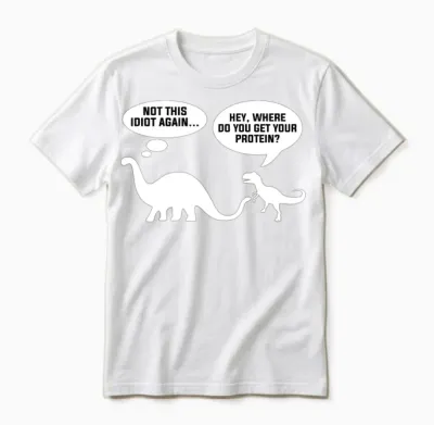 Funny Vegan Dino Unisex T-Shirt - White