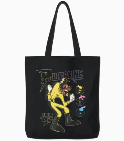 Disney a Goofy Movie Powerline Tour '95 Retro Neon Tote Bags - Black