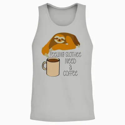 Feeling Slothee Need a Coffee, Funny Coffee Sloth Unisex Tank Top - Ash