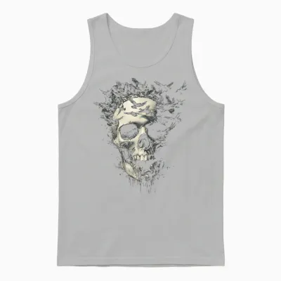 Schmelzender Totenkopf Mit Raben - Gothic Horror Kunst Geschenke Unisex Tank Top - Ash