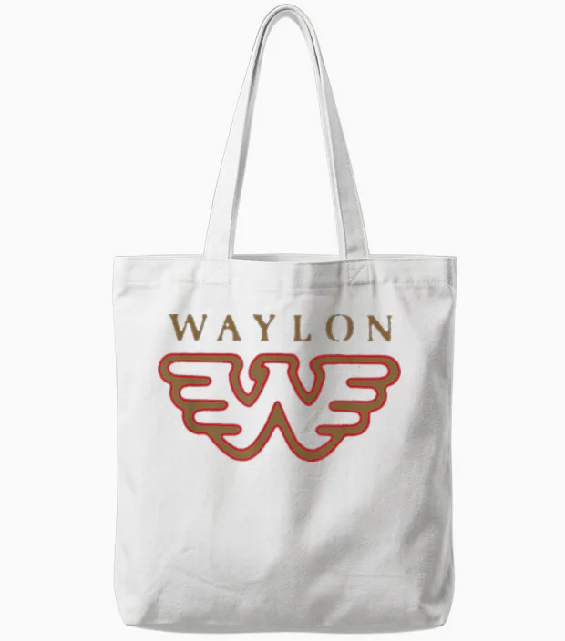 Waylon Jennings - Official Merchandise - Flying W Logo Tote Bags in White