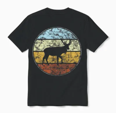 Deer Retro Unisex T-Shirt - Black