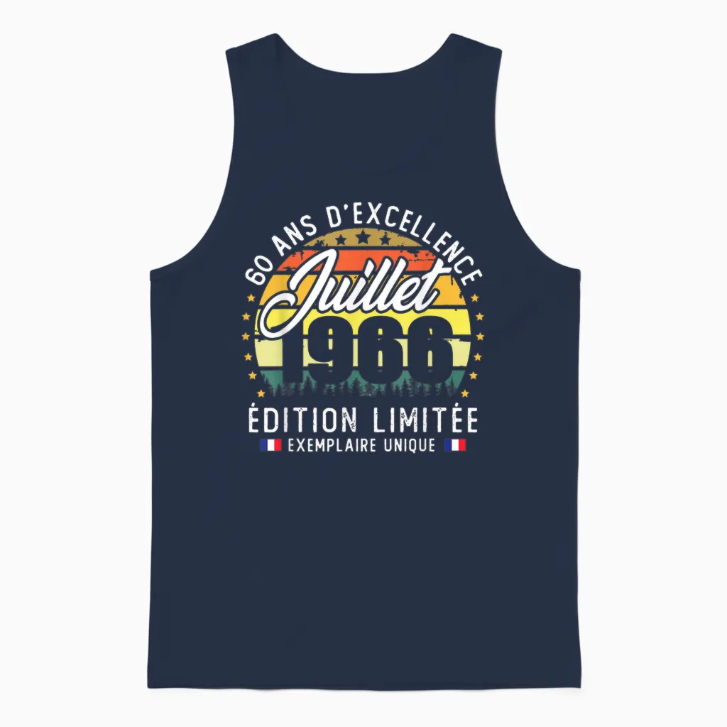 Vintage Juillet 1966 Cadeau D'anniversaire 60 Ans Hommes Unisex Tank Top in Navy