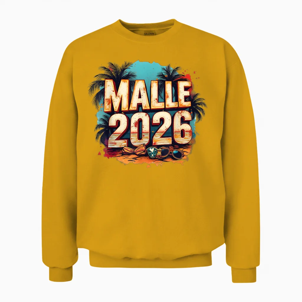 Malle 2026 | Mallorca Party Holiday Design for All Holidaymakers Unisex Sweatshirt in Gold