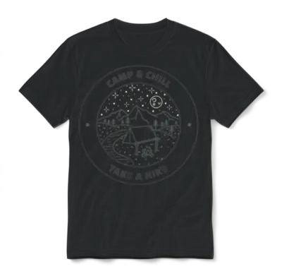 Camp & Chill, Take a Hike Unisex T-Shirt - Black