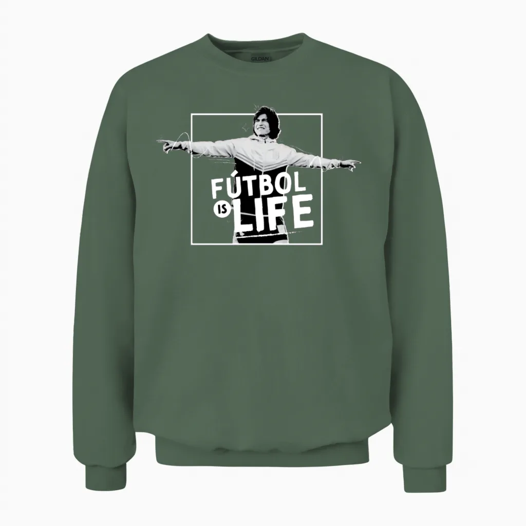 Ted Lasso Fútbol Is Life with Dani Rojas Unisex Sweatshirt in Military Green