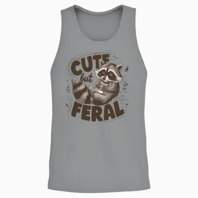Raccoon Cute but Feral Unisex Tank Top - Sport Grey