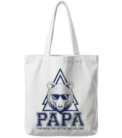 Papa Bear Triangle Emblem Tote Bags - White