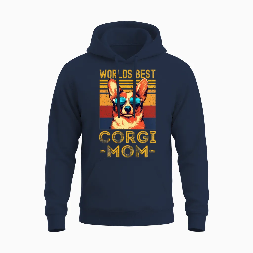Corgi with Sunglasses Retro Unisex Hoodie - Navy