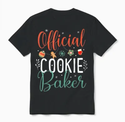 Official Cookie Baker Funny Christmas Couples Matching Unisex T-Shirt - Black