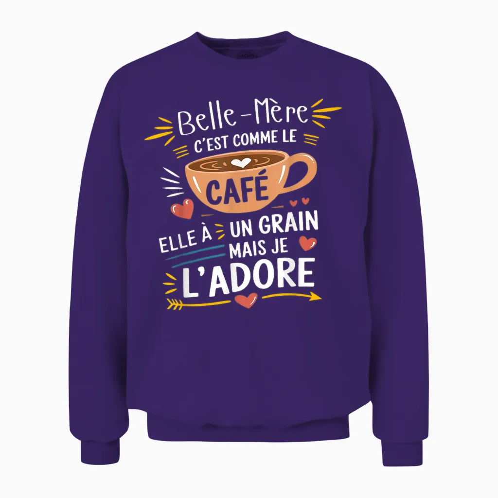 Mother-In-Law Comme Le CafΓ© β Gift Humour Coffee Unisex Sweatshirt in Purple