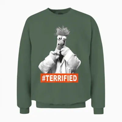 The Muppets Beaker Terrified Unisex Sweatshirt - Military Green