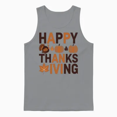 Happy Thanksgiving Unisex Tank Top - Sport Grey