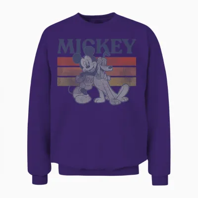 Disney Mickey and Friends Mickey and Pluto Retro Line T-Shirt Small Unisex Sweatshirt - Purple