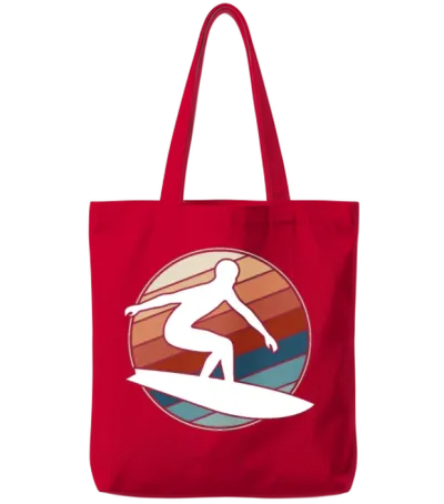 Surfer Retro Style Tote Bags - Red