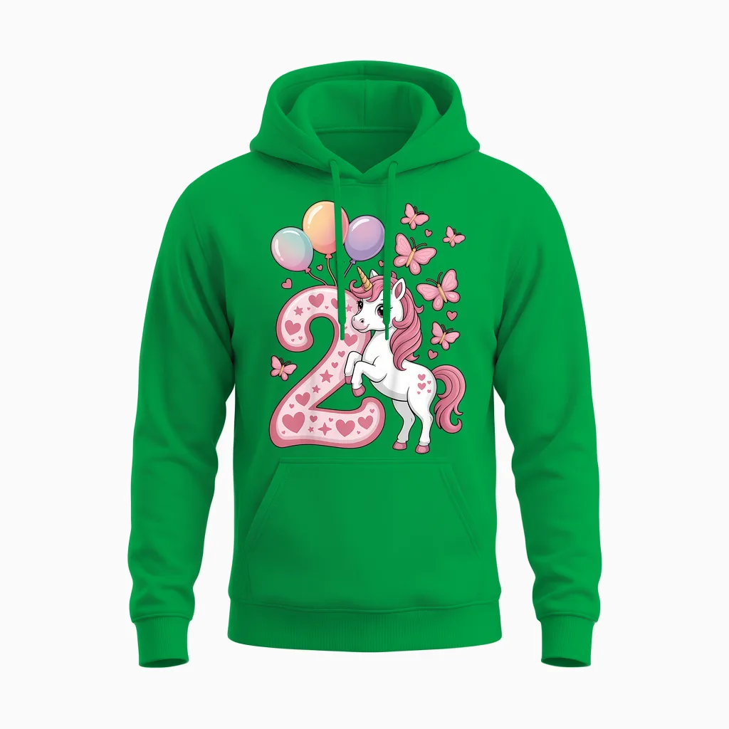 Einhorn 2. Geburtstag Mädchen 2 Jahre Alt Pferde Ich Bin 2 Unisex Hoodie in Irish Green