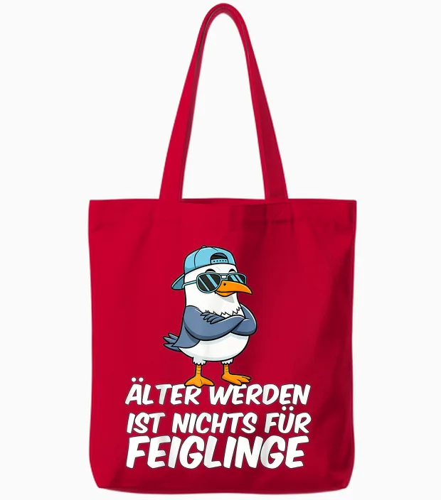 Lustige Tshirts Möwe älter Werden Ist Nichts Für Feiglinge Tote Bags in Red