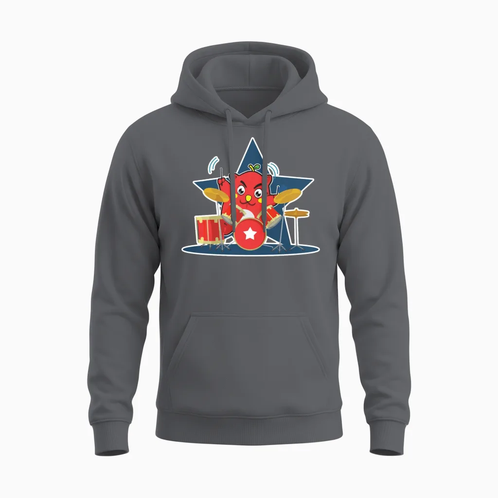 Nyango Star Japanese Chibi Mascot Unisex Hoodie in Charcoal