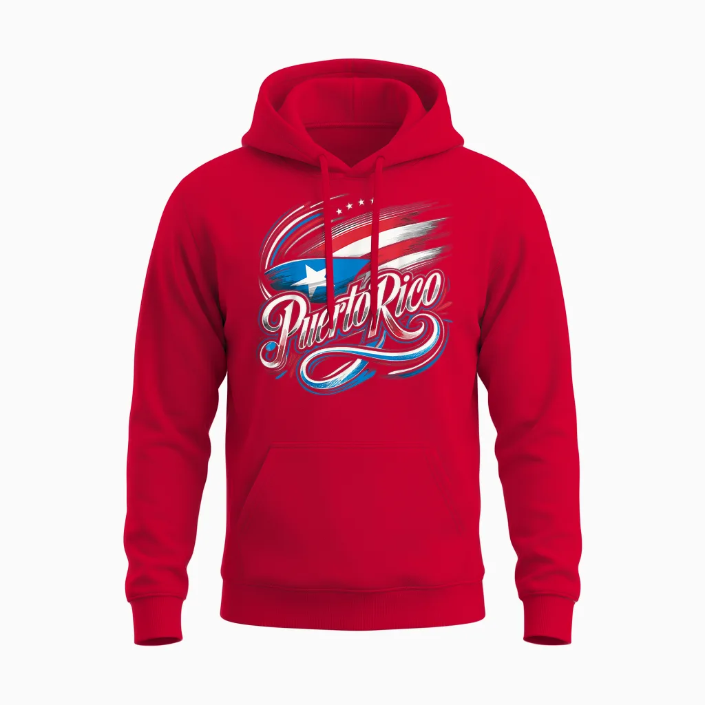 Puerto Rico Flag Heritage Month Unisex Hoodie in Red