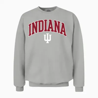Indiana Hoosiers Arch Over Logo Officially Licensed Unisex Sweatshirt - Ash