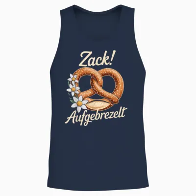 Zack Aufgeprezelt Pretzel Flowers Edelweiss Unisex Tank Top - Navy