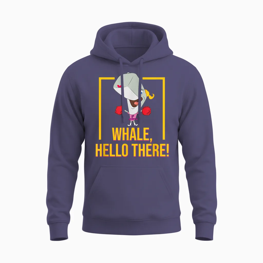 Pearl Krabs - Whale, Hello There! Unisex Hoodie in Heather Sport Dark Navy