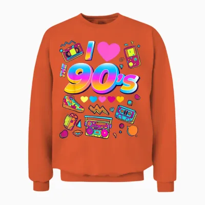Cool 90's Music Party, 90s Retro Graphic Design Unisex Sweatshirt - Orange
