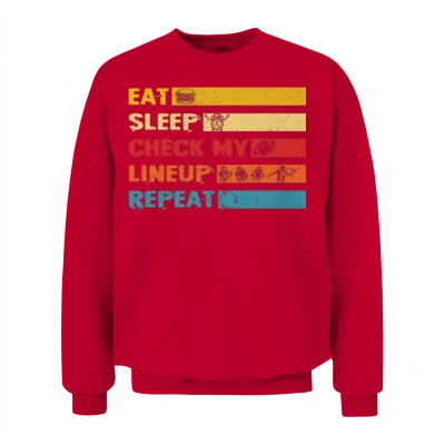 Fantasy Football Eat Sleep Check My Lineup Unisex Sweatshirt - Red