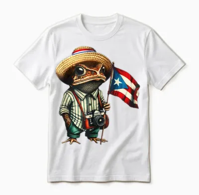Coqui Frog Puerto Rico Puerto Rican Flag Taino Boricua Unisex T-Shirt - White