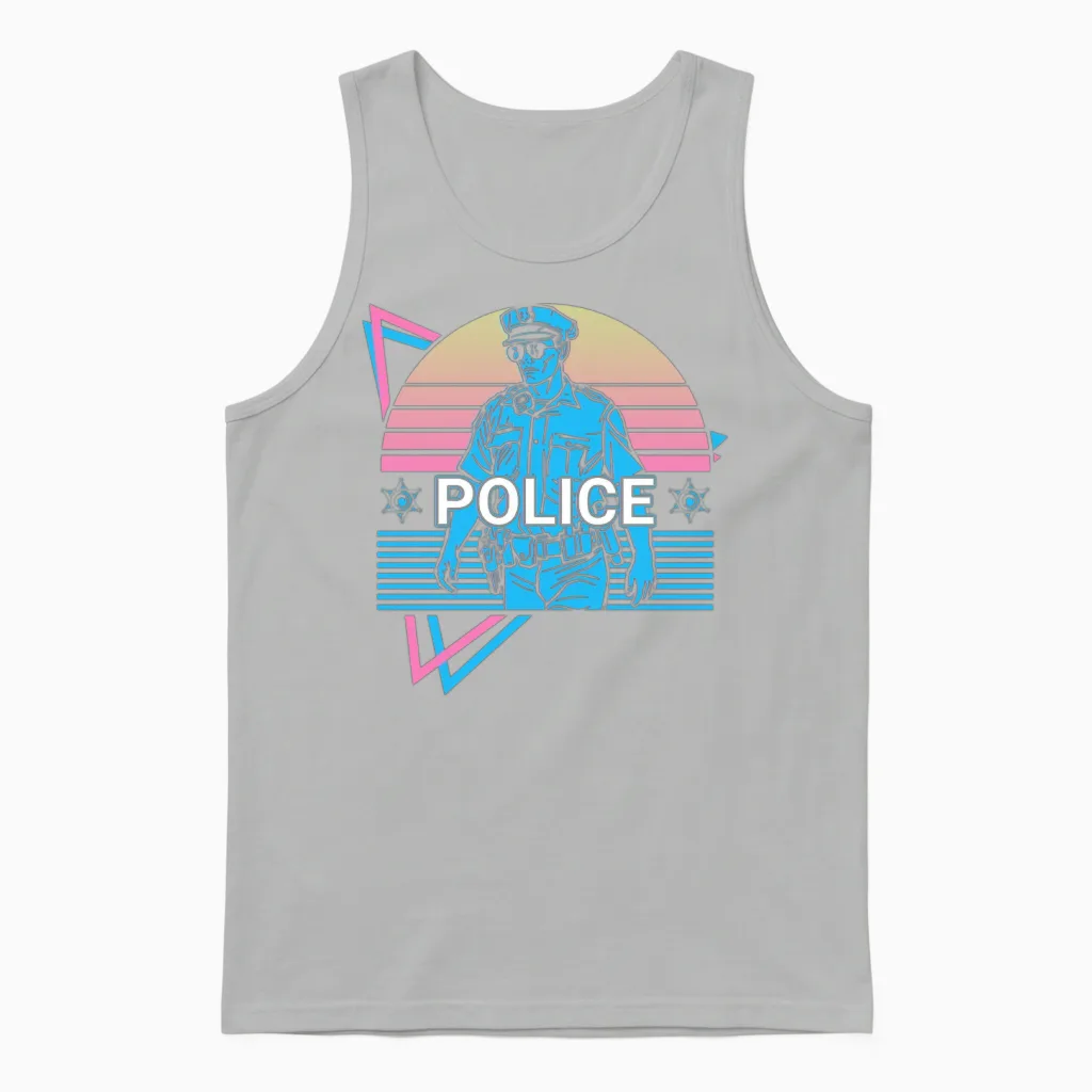 Police Retro Police Officer - & Law Unisex Tank Top in Ash