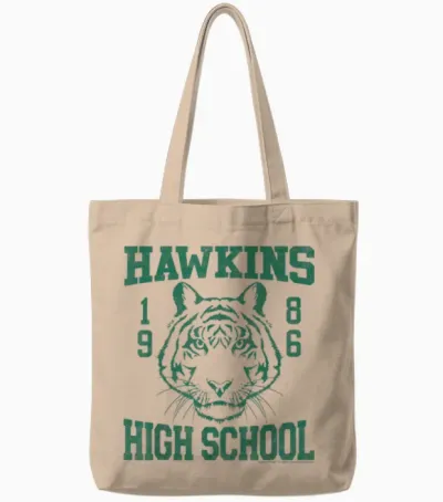 Tigers Hawkins Stranger Things 1986 High School Tote Bags - Natural