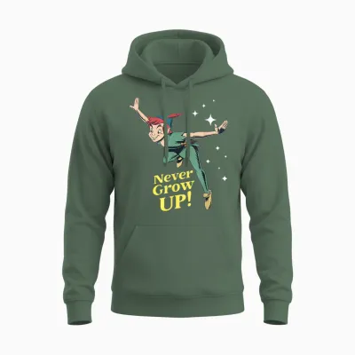 Peter Pan Never Grow Up! Unisex Hoodie - Military Green