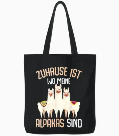 Zuhause Ist Wo Meine Alpacas Sind Women's Children's Alpaca Llama T-Shirt, Black, S Tote Bags - Black